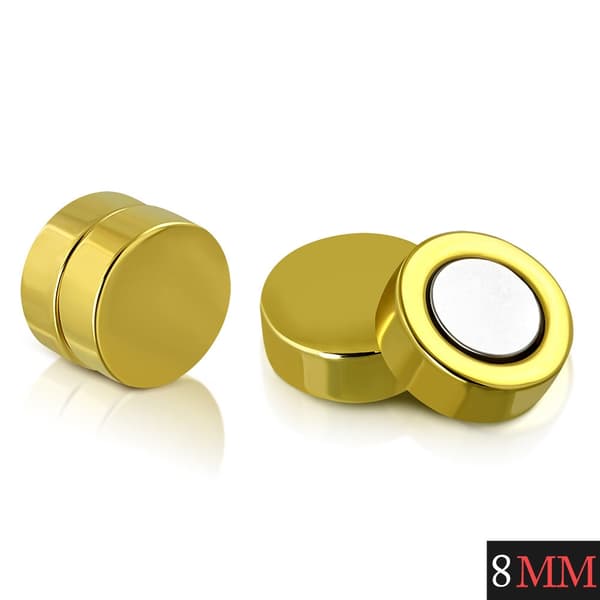 Magnetiska Örhängen Guldfärgad Stål 316L Dia 8 mm (par)