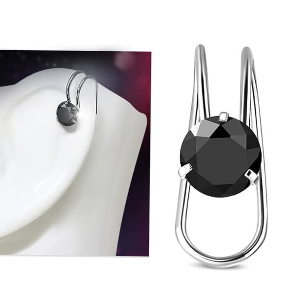 1 st Ear Cuff Earcuff Örhänge med Rund svart Cubic Zircon