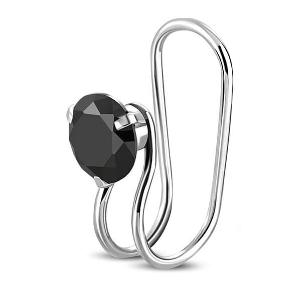1 st Ear Cuff Earcuff Örhänge med Rund svart Cubic Zircon