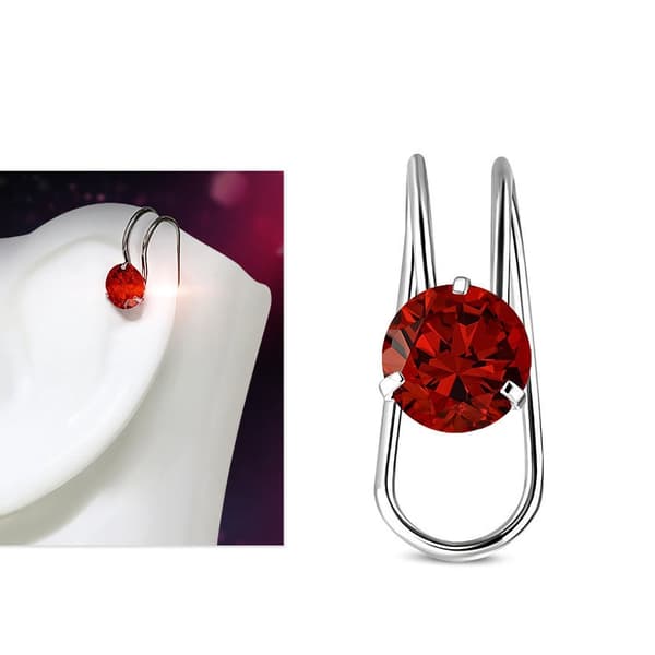 1 st Ear Cuff Earcuff Örhänge med Rund röd Cubic Zircon