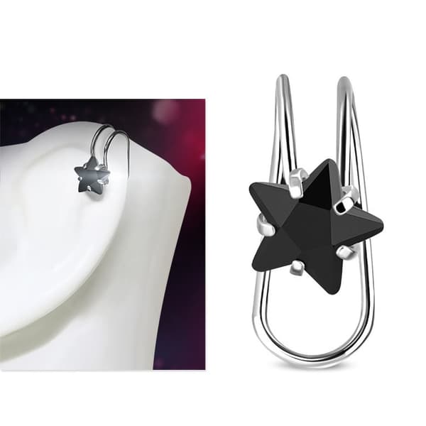 1 st Ear Cuff Earcuff Örhänge - svart Stjärnformad Cubic Zircon