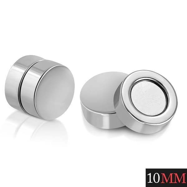 Magnetiska Örhängen Silverfärgad Stål 316L Dia 10 mm (par)
