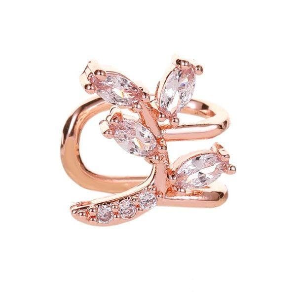1 st Ear Cuff Earcuff Örhänge Rosé Guld färgad med strass Löv