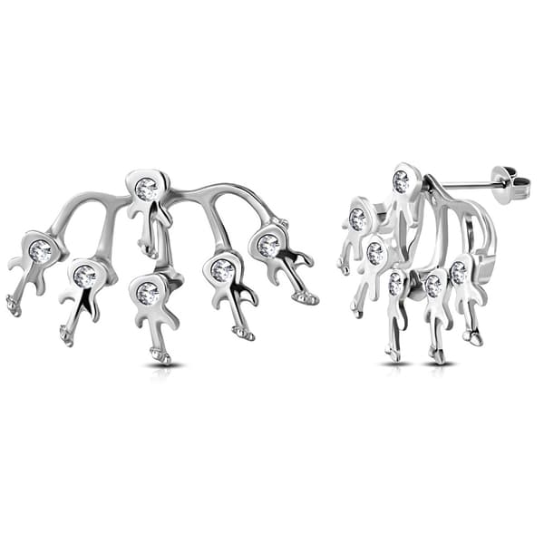 Örhängen i Silver Färg med Gitarrer & klar Cubic Zirconia