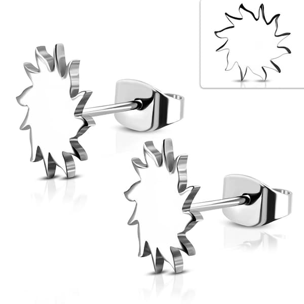 Stiftörhängen Stud Örhängen i Kirurgiskt Stål 316L i Silver Färg - Vacker Blank Sol