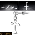 Miniatyrbild 3 av 3: Fakepiercing med kors CZ Kirurgiskt Stål 316L Silver Färg