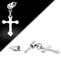Miniatyrbild 2 av 3: Fakepiercing med kors CZ Kirurgiskt Stål 316L Silver Färg