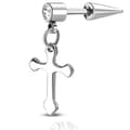Miniatyrbild 1 av 3: Fakepiercing med kors CZ Kirurgiskt Stål 316L Silver Färg