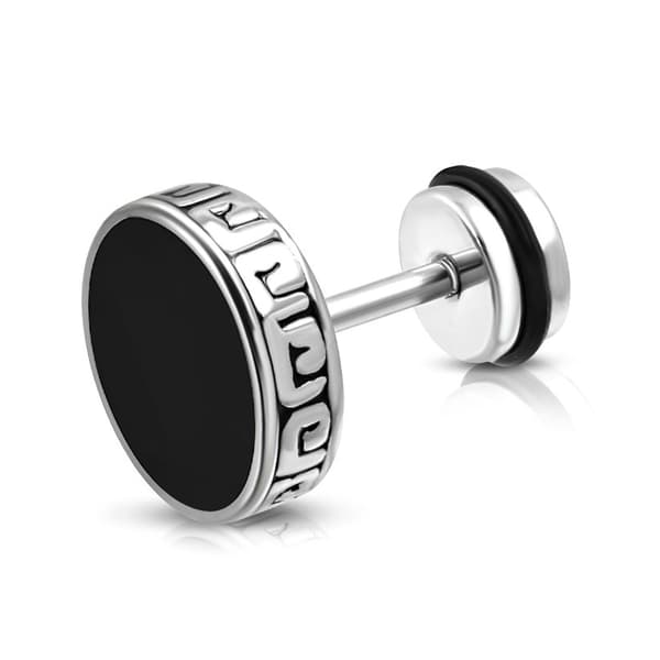 1 st Stud Örhänge med Grekiskt Mönster Stål 316L Dia 10 mm