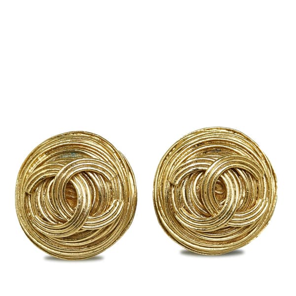 Pre-owned Chanel CC Clip-on Earrings Gold