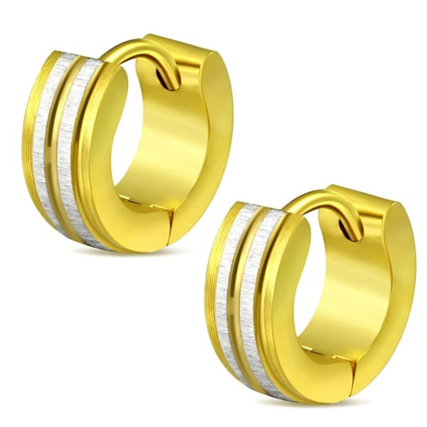 Små Runda Hoop Örhängen i 2 Toner / Silver & Guld Färg / i Kirurgiskt Stål 316L