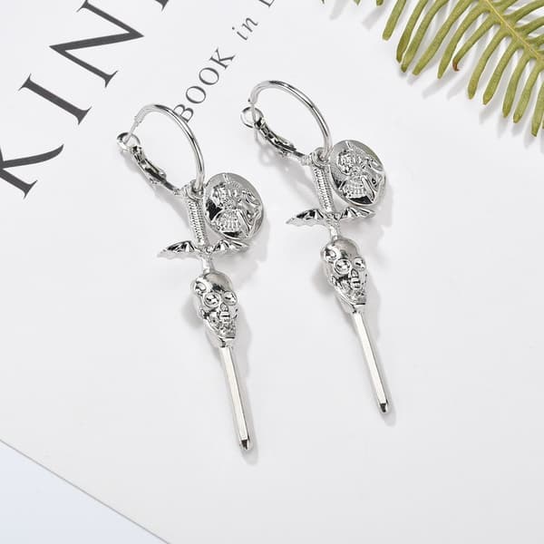 Långa örhängen med Döskalle & Ängel Silver Färg