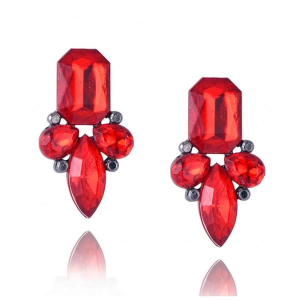 Örhängen med Röd Strass / Strassörhängen med Röda Rhinestones