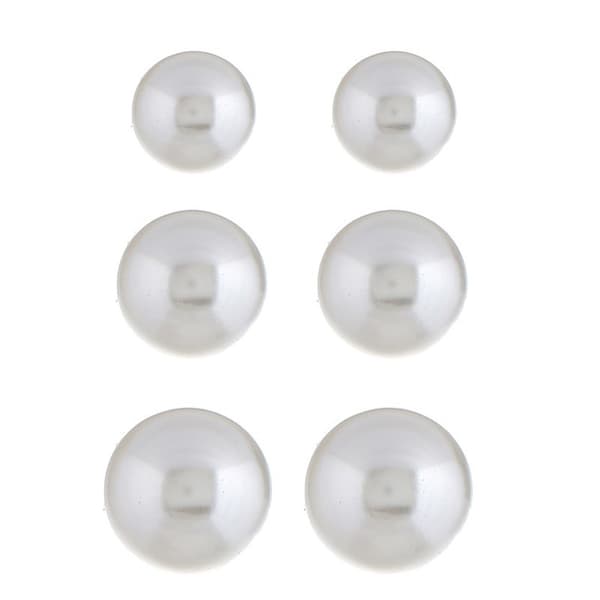 3 Par Stud Örhängen med Vit Pärla / Vita Pärlor  3, 5 & 7 mm