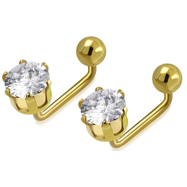 Stud Örhängen Stiftörhängen Stål 316L med klar Cubic Zircon Guld