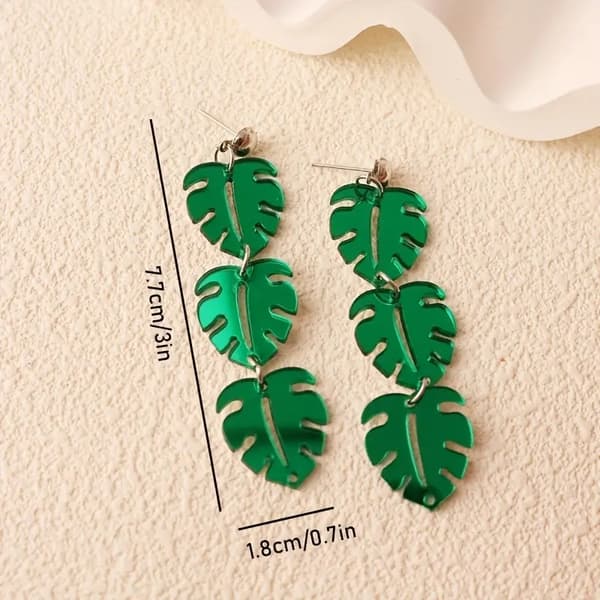 Earrings - Acrylic - Flowers - Monstera
