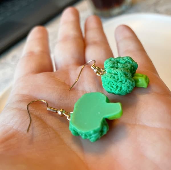 Örhängen Broccoli Grönsak Grön Guldfärgad krok