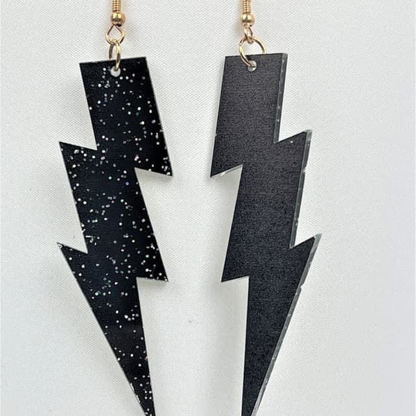 Örhängen Blixt Oversize Lightning Glitter Svart Flash