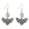 Pikkukuva 1 / 2: Örhängen Moth Pentagram Insekt Skull Wicca Pagan Rostfri krok