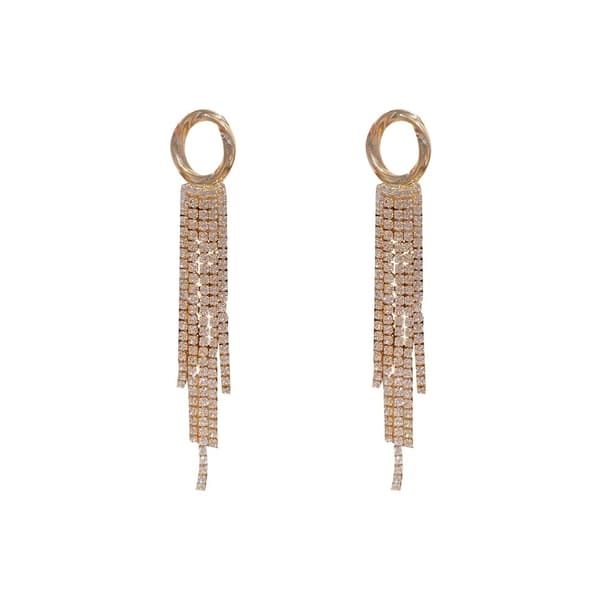 Strass Guld Örhängen Ring & Kedjor - Glittrande Vita Rhinestones