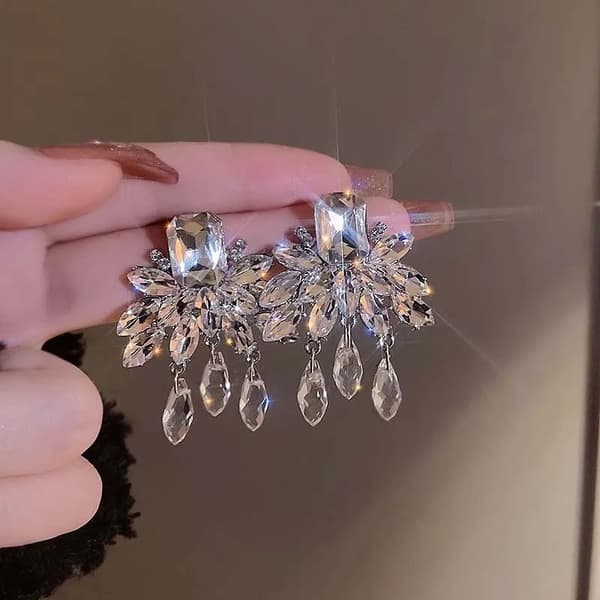 Glittrande Lyxiga Party Silver Örhängen med Rhinestones / Strass