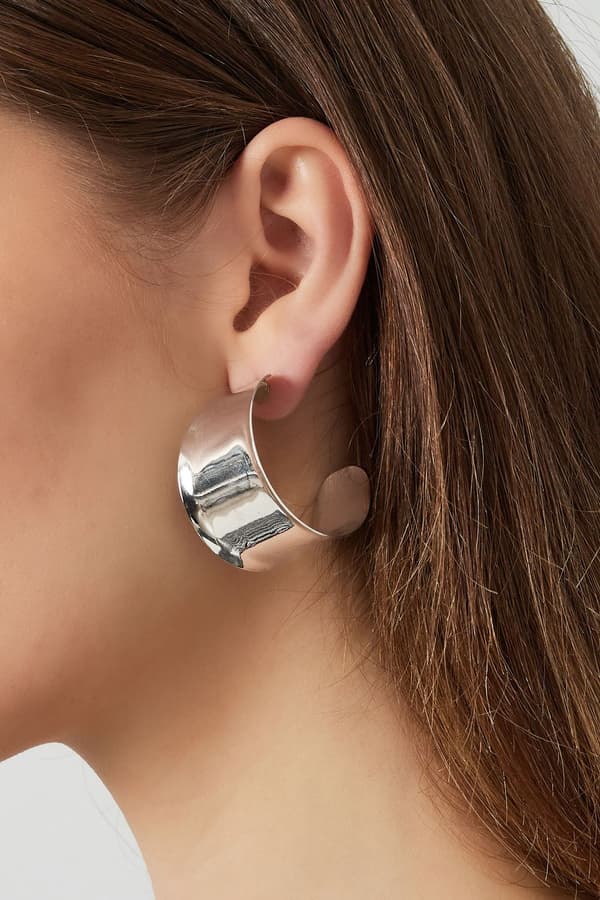 Estetiska Stilrena Blanka Breda Hoop Örhängen - 3,8 cm - Silver