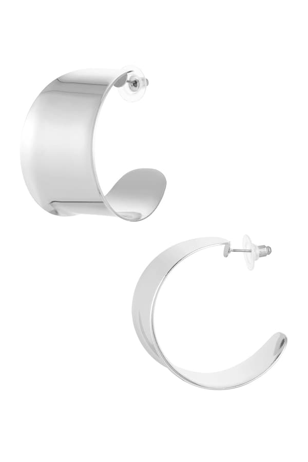 Estetiska Stilrena Blanka Breda Hoop Örhängen - 3,8 cm - Silver