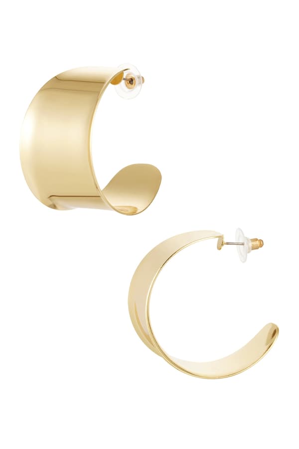 Estetiska Stilrena Blanka Breda Hoop Örhängen - 3,8 cm - Guld