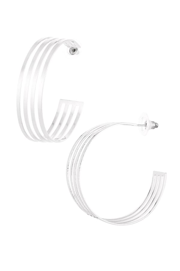 Blanka Hoop Örhängen med 4 Tunna Cirklar/Ringar - 5 cm - Silver
