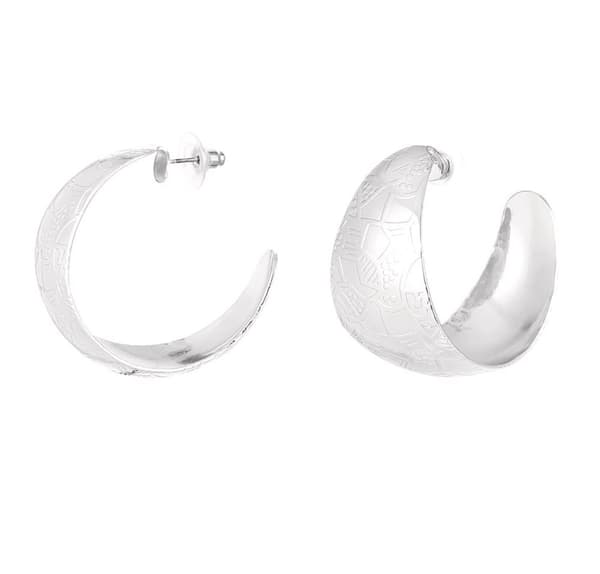 Blanka Hoop Örhängen / Halvmåne med Struktur - 3,3 cm - Silver