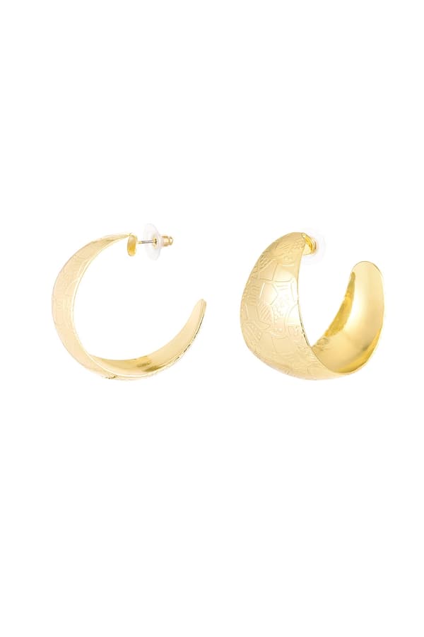 Blanka Hoop Örhängen / Halvmåne med Struktur - 3,3 cm - Guld