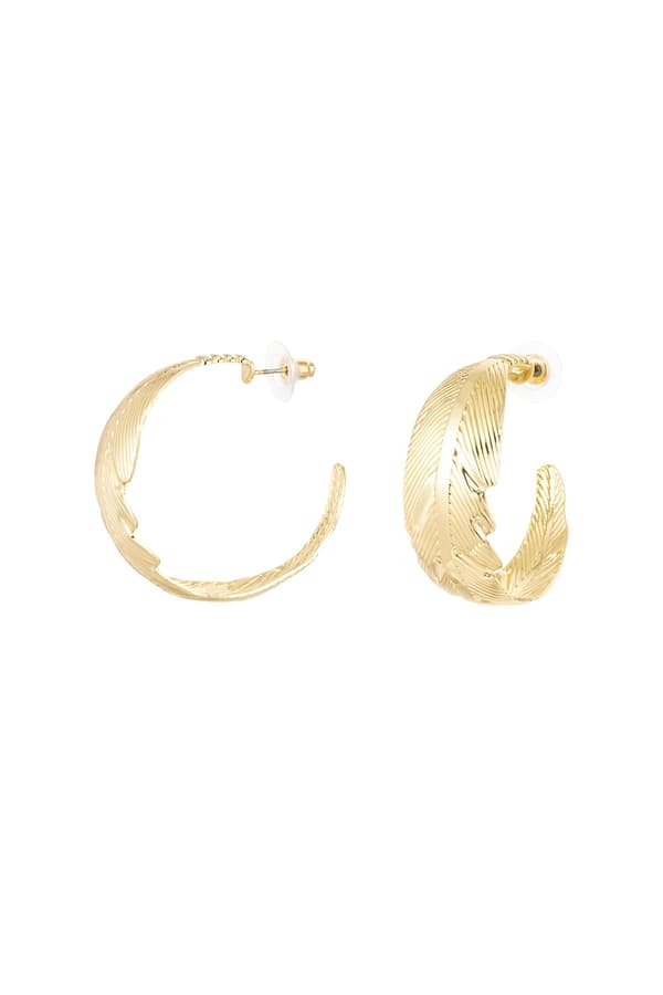 Abstrakta Breda Hoop Örhängen med Fint Mönster - 4 cm - Guld