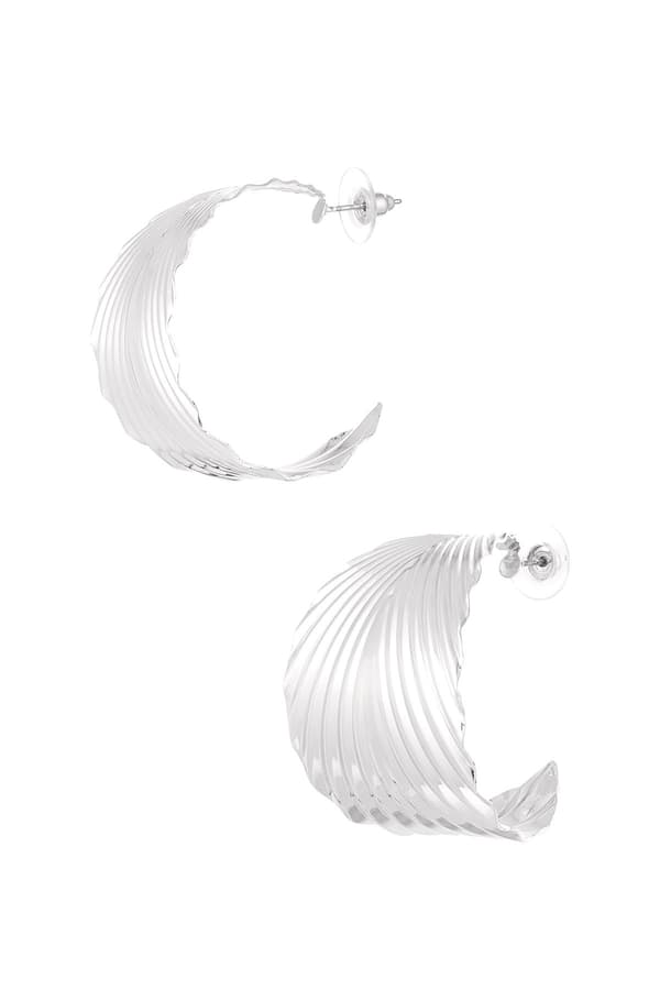 Abstrakta Breda Hoop Örhängen med Fint Mönster - 4 cm - Silver