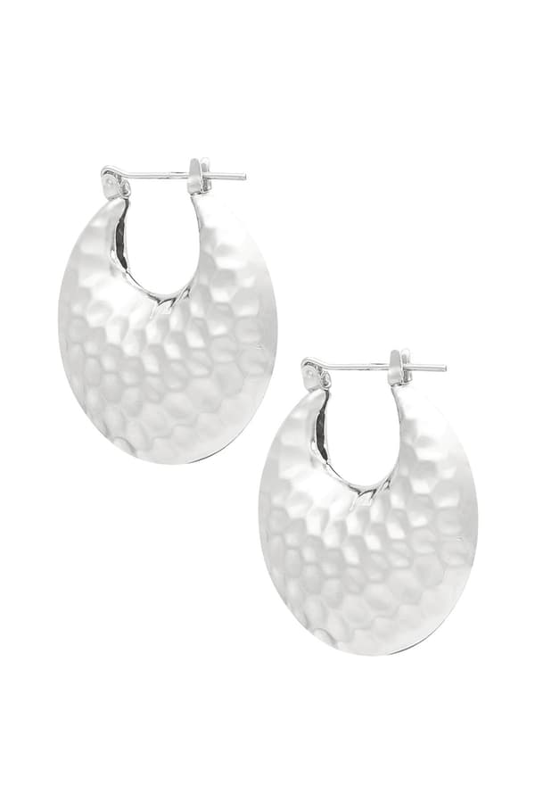 Runda Blanka Hoop Örhängen med Fint Mönster - 3,3 cm - Silver