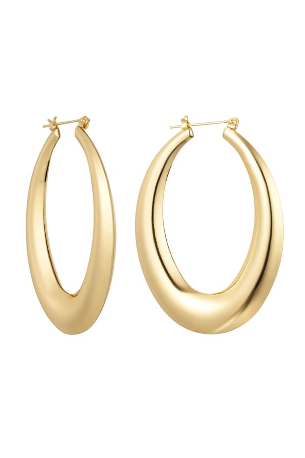 Blanka Stora Ovala Statement Hoop Örhängen - 6,5 cm - Guld