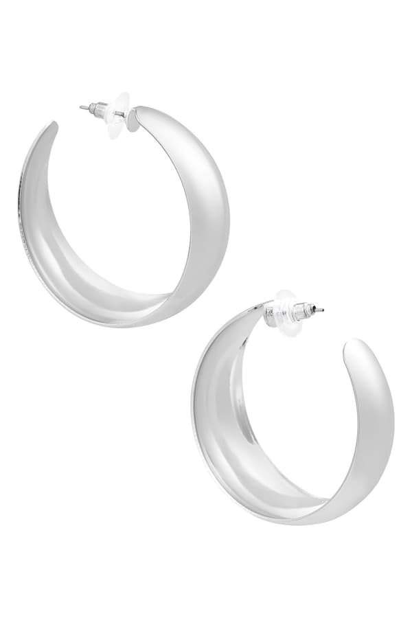 Klassiska Blanka Breda Runda Hoop Örhängen - 4,7 cm - Silver