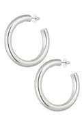 Miniatyrbild 1 av 2: Stilrena Klassiska Blanka Runda Hoop Örhängen - 5,5 cm - Silver
