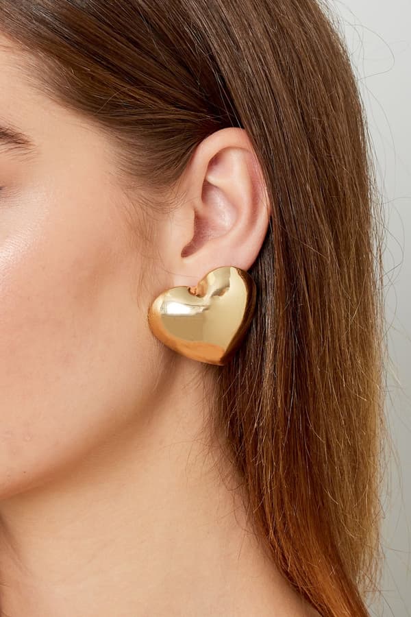 Blanka Statement Stud Örhängen med Stora Hjärtan / Hjärtformade - Guld