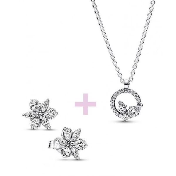 Örhängen - PANDORA - Sparkling Herbarium - 925 Silver - Grå - Dam