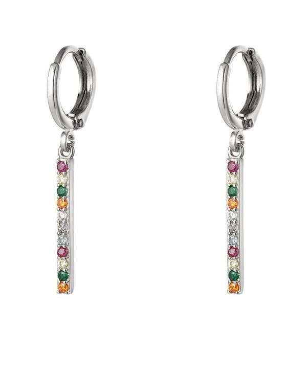 Hoop Silver Örhängen - Stav & Olika Zircon/Strass -Guldpläterade