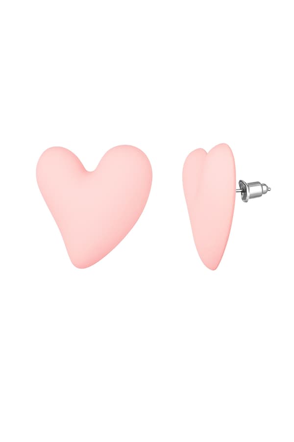 Stud Örhängen i Rostfritt Stål i Form av Hjärtan / Heart - Rosa