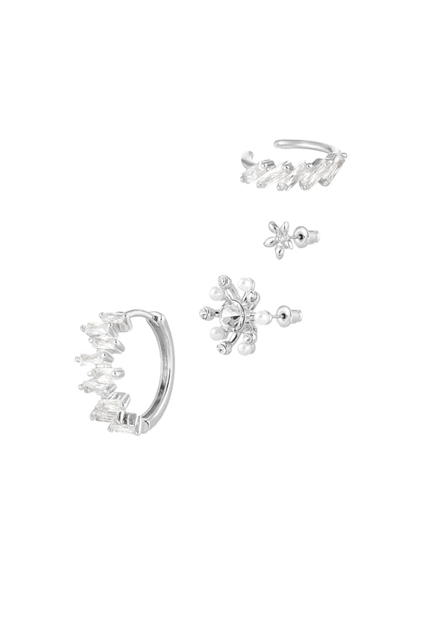 4 st Silver Örhängen Stud Ear Cuff Hoop med Zirkon Guldpläterade