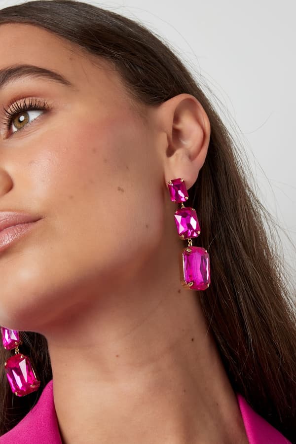 Långa Glamour Örhängen med 3 st Glaspärlor i Rad - Silver & Vit