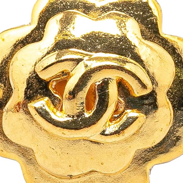 Pre-owned Chanel Gold Plated CC Flower Clip On Earrings Gold