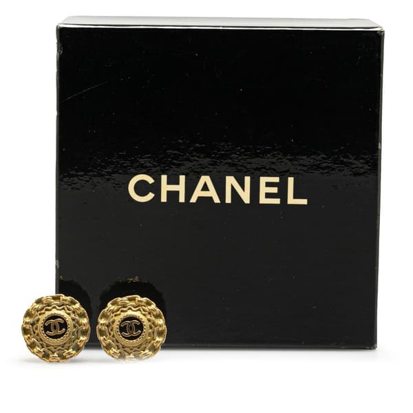 Pre-owned Chanel Gold Plated CC Clip On Earrings Gold