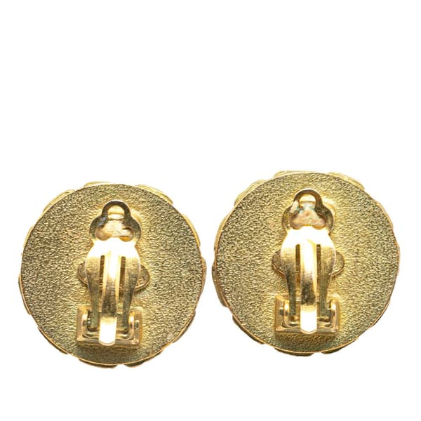 Pre-owned Chanel Gold Plated CC Clip On Earrings Gold