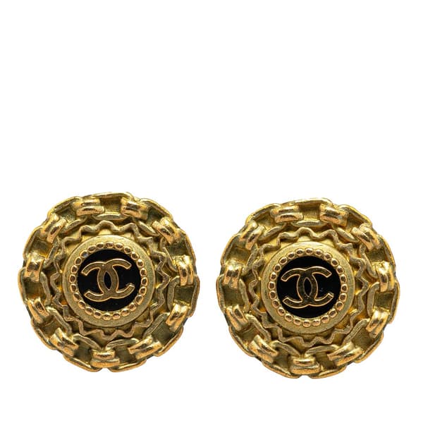 Pre-owned Chanel Gold Plated CC Clip On Earrings Gold