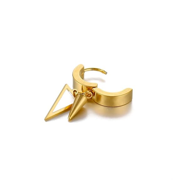 Piercing Örhänge Tjock Ring med Triangulärt Hänge Guld