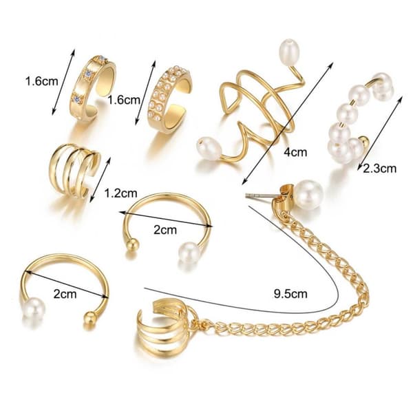 Öron Piercing Set Dam – Pärlor Guld