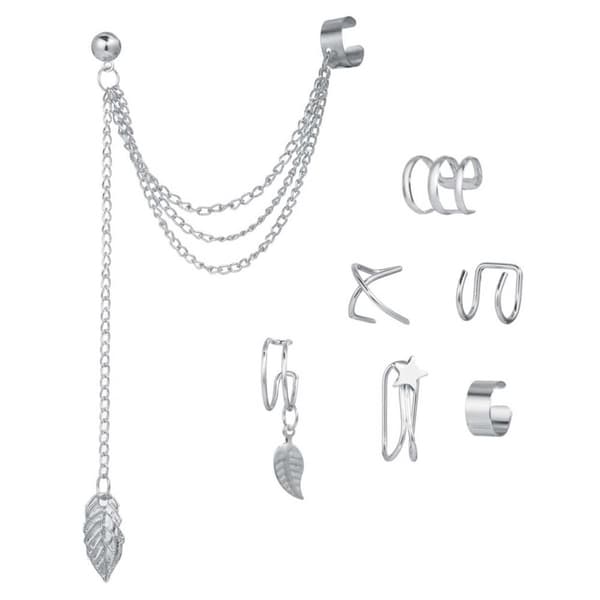 Ear Cuff Öron Piercing Set Utan Hål Silver